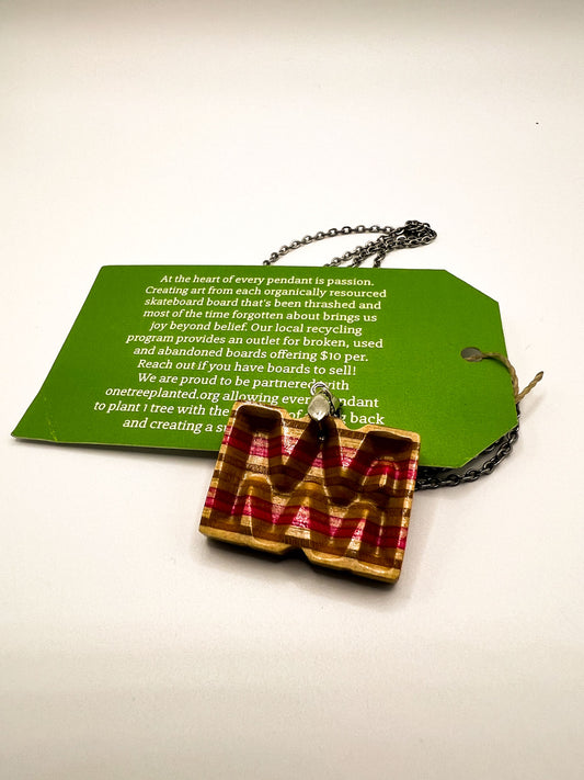 Limited Edition Recycled Skateboard Pendant Necklace – Morphis Art Logo