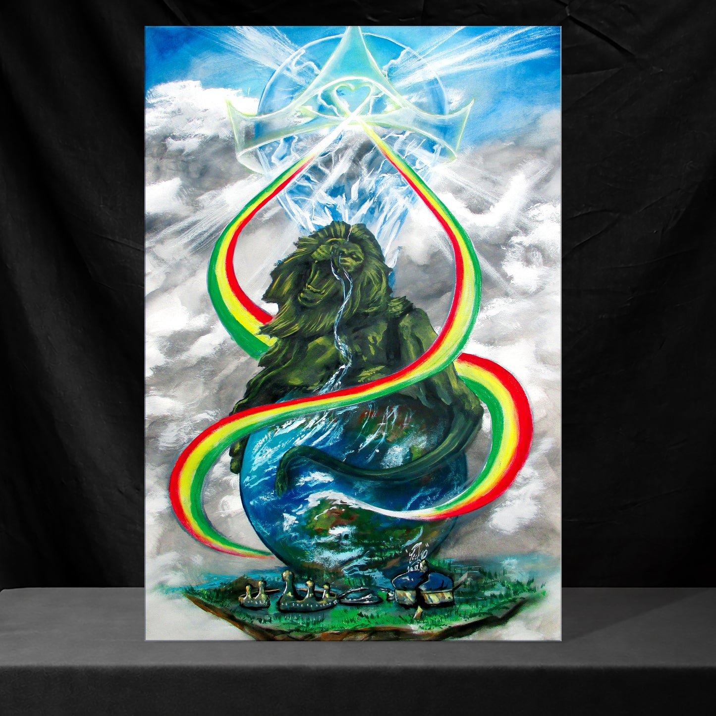 Rainbows of Red, Gold, and Green - Original Painting