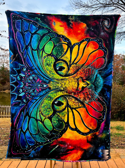 Owl Forest/ Space Catterfly- Queen Blanket