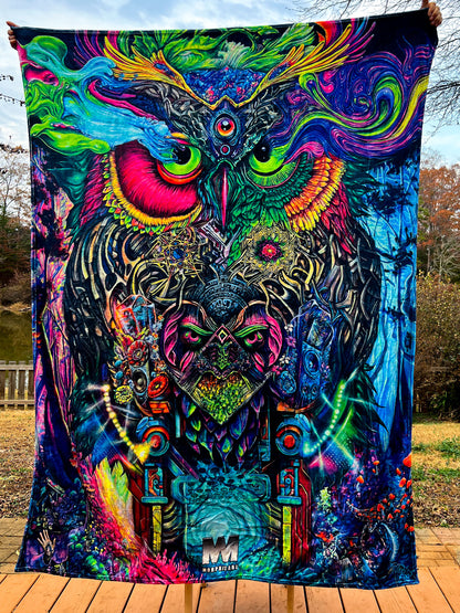 Owl Forest/ Space Catterfly- Queen Blanket