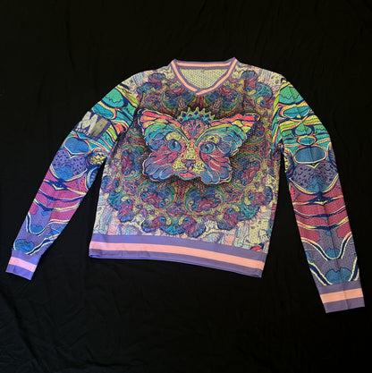 Pastel Space Catterfly - Long Sleeve V Neck Mesh Jersey