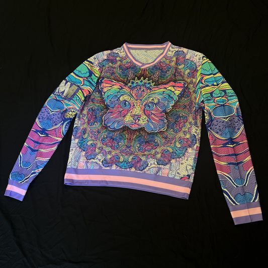 Pastel Space Catterfly - Long Sleeve V Neck Mesh Jersey