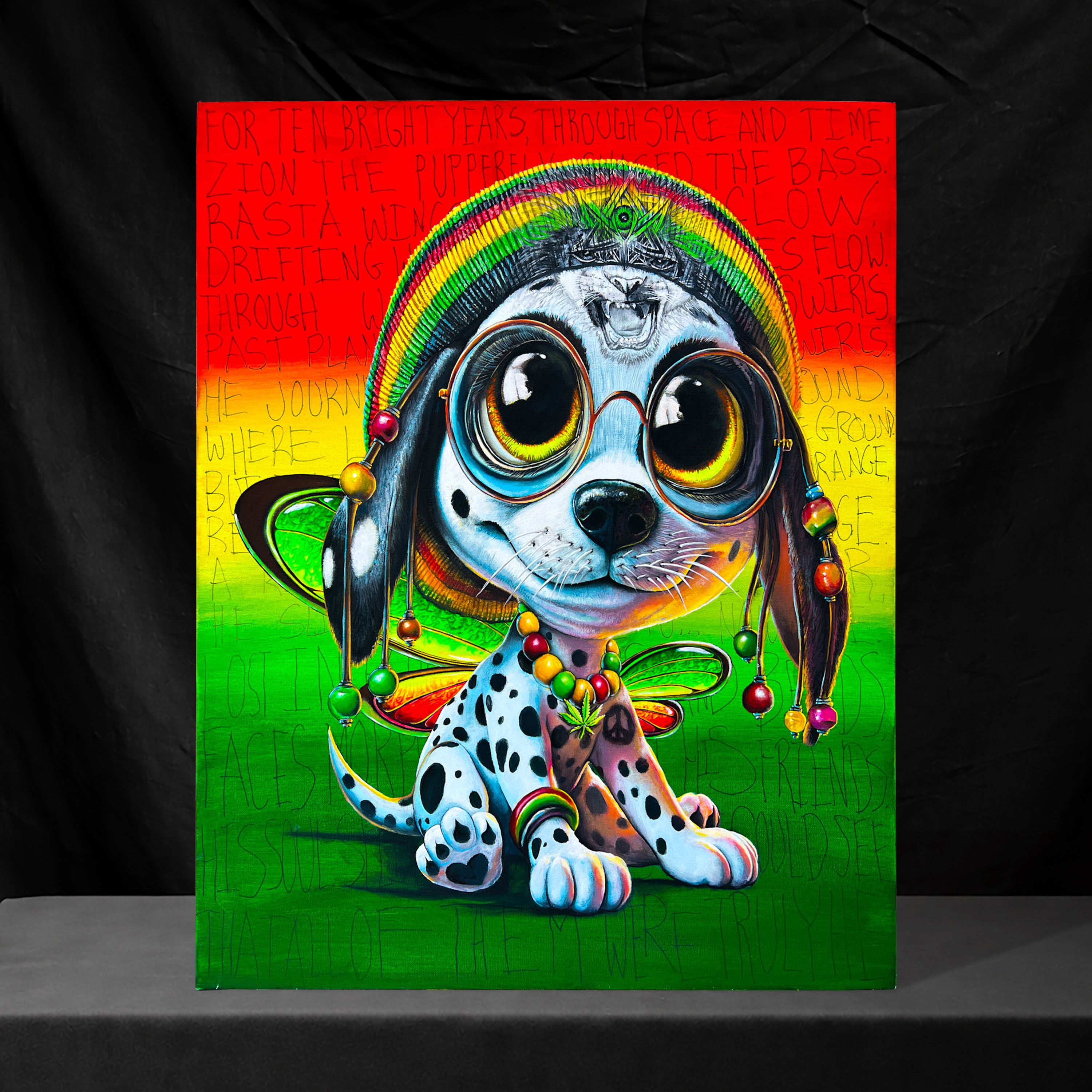 Rasta Pupperfly- Original Painting | 24″ x 36″ – Morphis Art