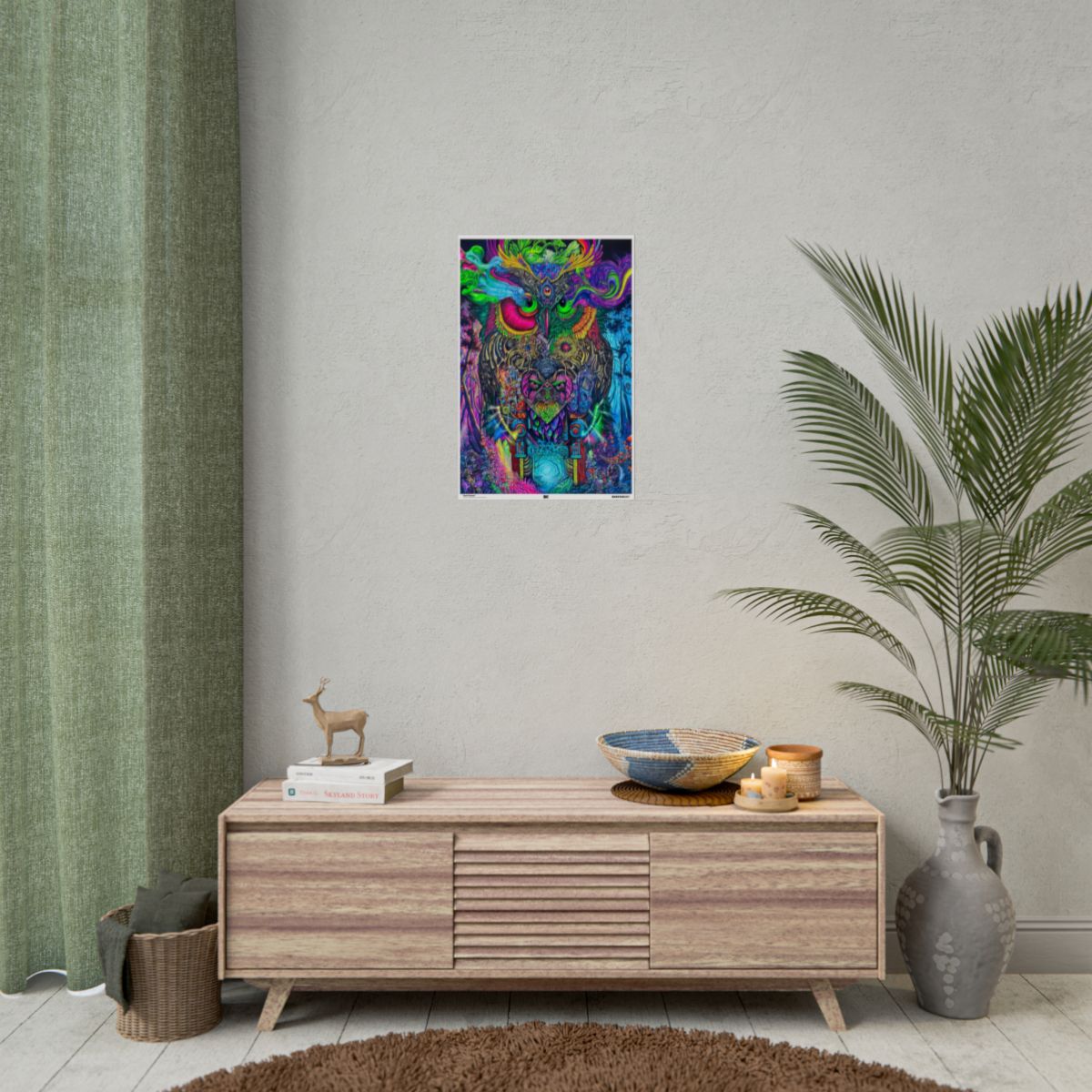 Owl Forest 16″ x 24″ (Vertical) / Semi Glossy wall view