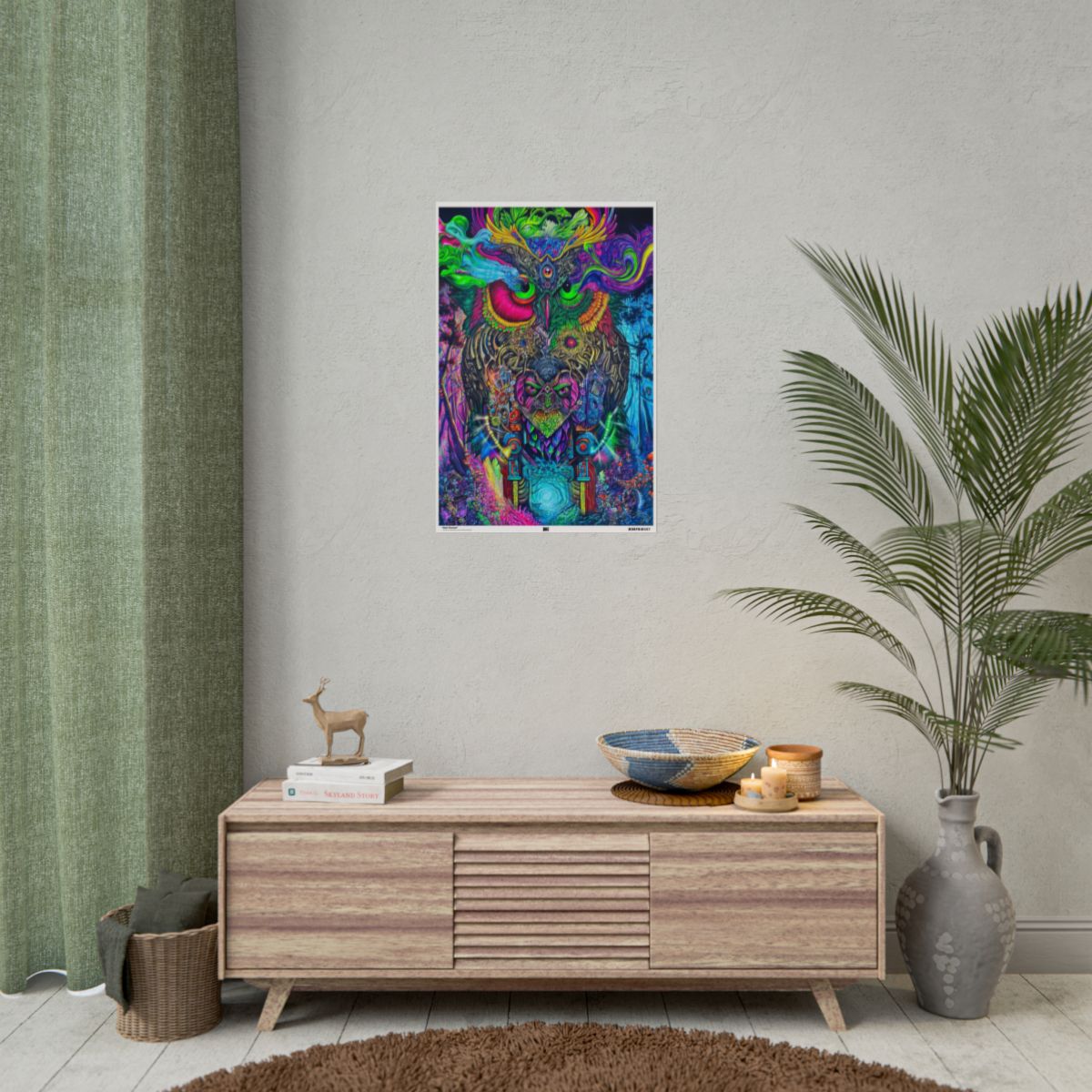 Owl Forest 20″ x 30″ (Vertical) / Matte wall view