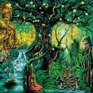 Buddha Mushroom Forest Painting by Morphis Art
