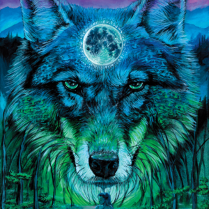 Moonlight Wolf Focus Painting By Morphis Art