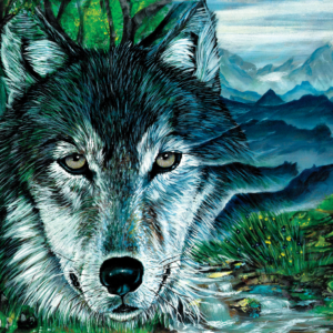 Wolf Face Mountain Painting By Morphis Art